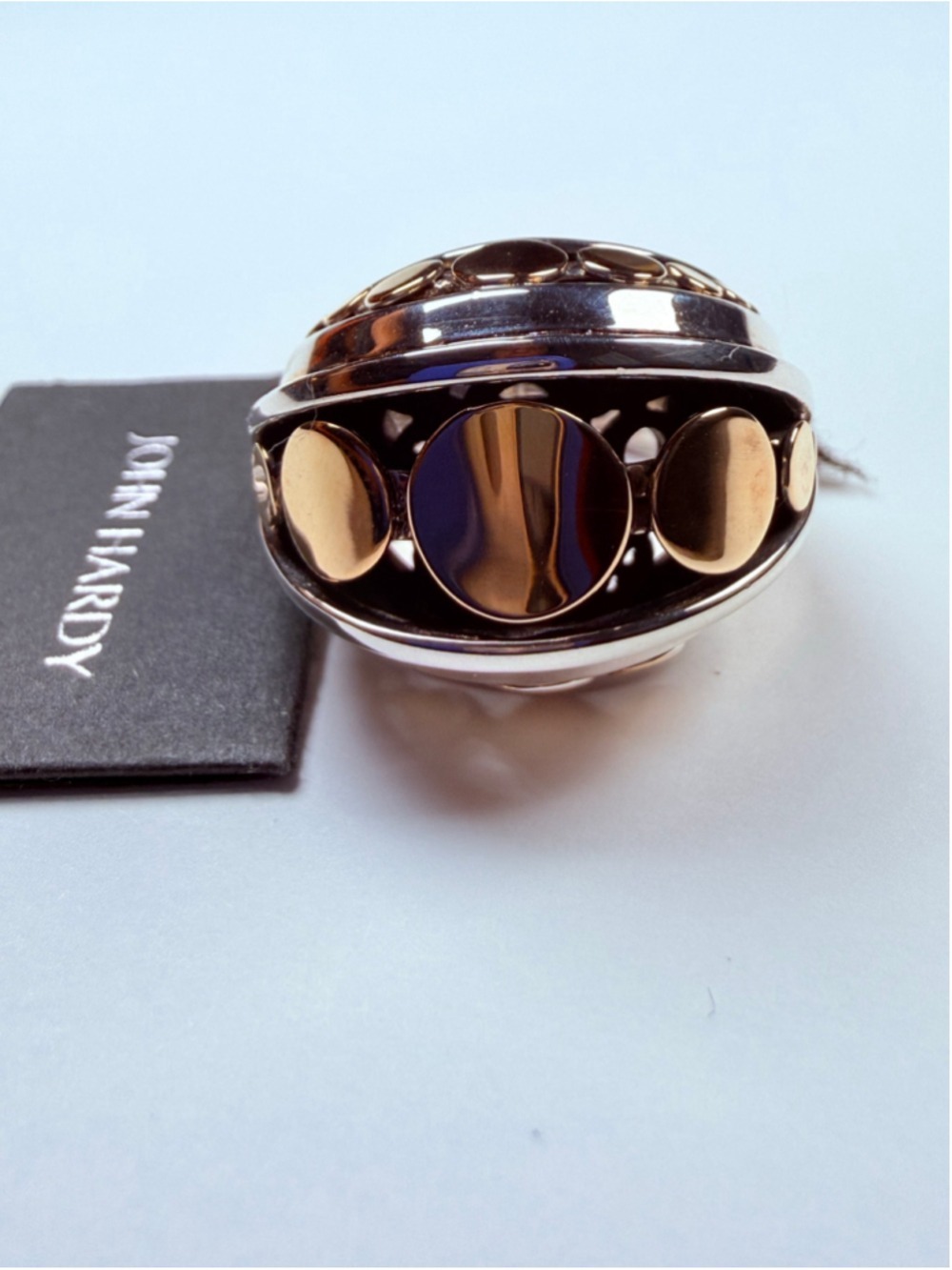 18K Gold John Hardy Dot Deco Jaisalmer Dome 925 Sterling Silver Ring NWT